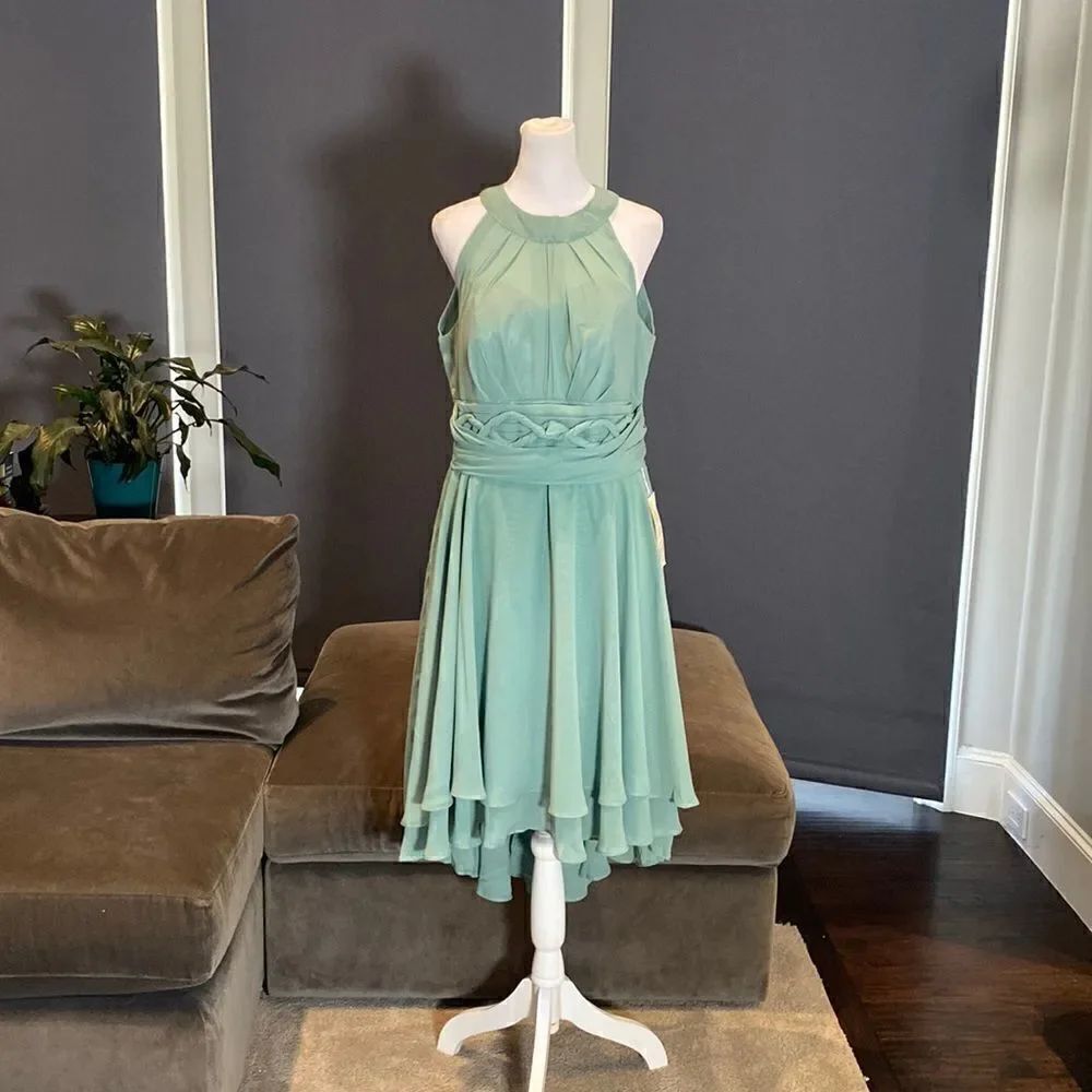Women’s Halter Neck Chiffon High Low Prom Party Bridesmaid Dress Size 12 NWT